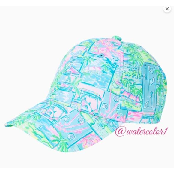 Lilly Pulitzer Run Around Hat Honda Classic NWT Travel Gold Outdoor Ball Cap - Picture 1 of 1